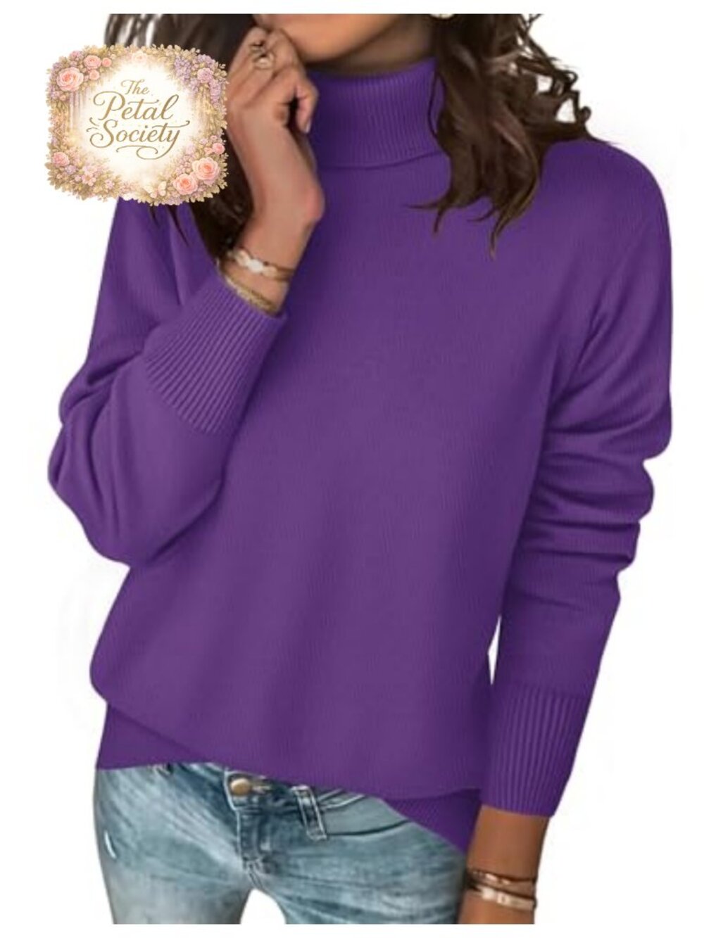 Turtleneck Sweater Long Sleeve Knit Pullover Top